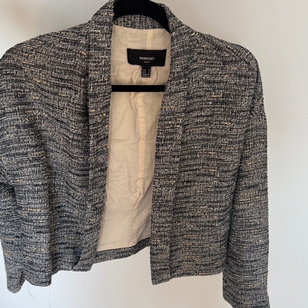 Mango Women's Black and Cream Blazer